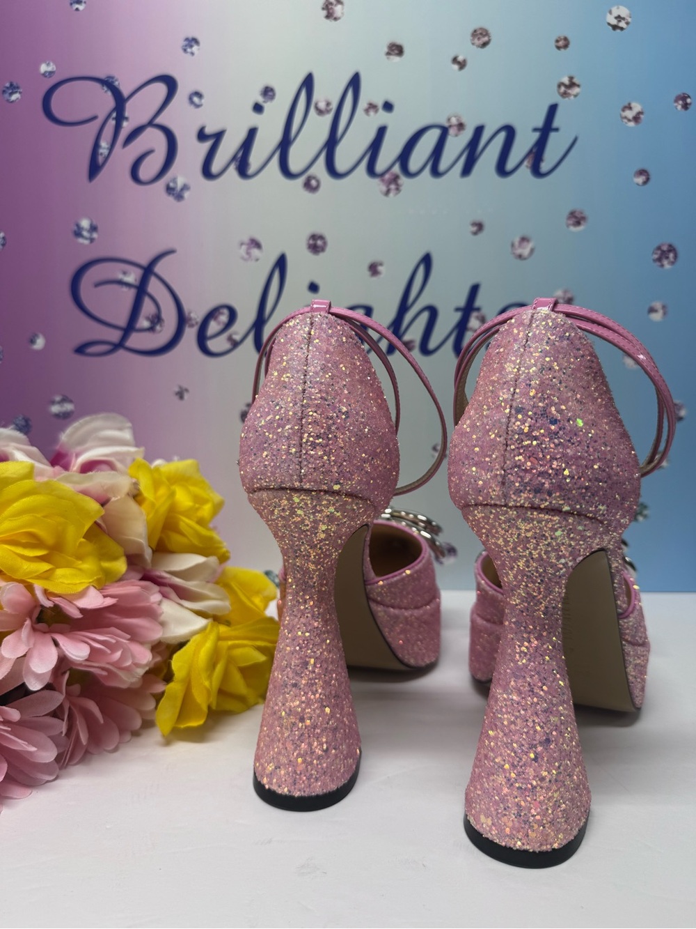 💖ONLY HERE $1400 MACH Y MACH GLITTER BOW HEELS PINK - Picture 7 of 15